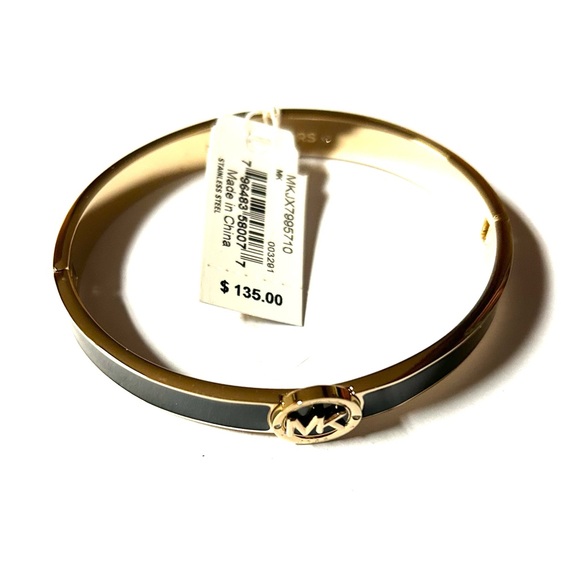 Authentic Michael Kors Logo Bracelet Black Gold-tone new with tags and box - Picture 5 of 5